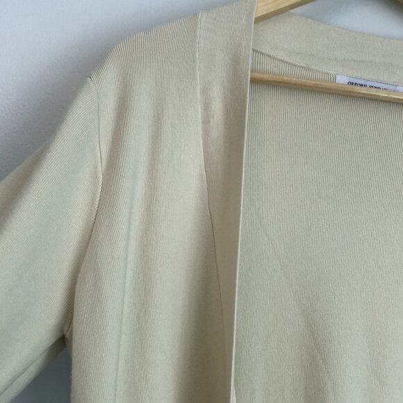 OXFORD SUNDAY Women’s Fringe Ivory Cardigan Size S Cashmere Rayon Quiet Luxury - Picture 5 of 10